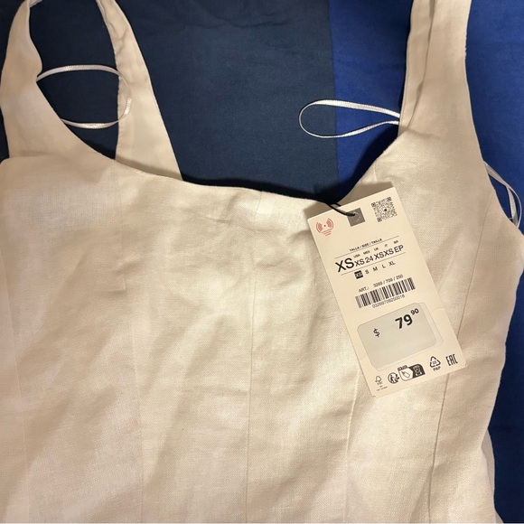 LINEN STRAPPY MIDI DRESS - Picture 3 of 4